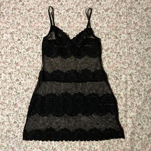 Vintage Rampage Sheer Black Floral Mesh Slip Dress